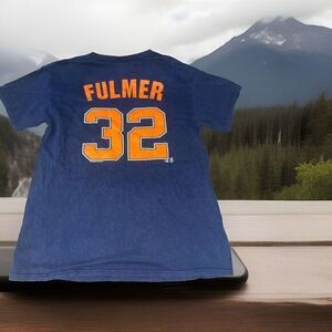 Fulmer 32 Tigers Baseball T‎ Shirt Navy Blue Orange MLB Fan Apparel gym fit